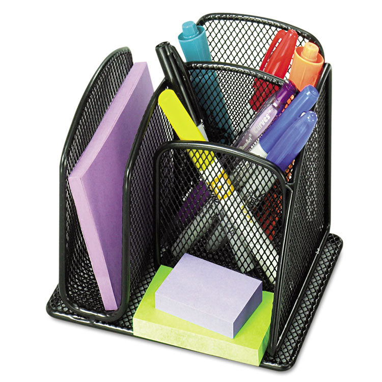 Safco® Onyx Mesh Mini Organizer, 3 Compartments, Steel, 6 x 5.25 x 5.25, Black (SAF3250BL) Each