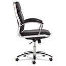 Alera® Alera Neratoli Mid-Back Slim Profile Chair, Faux Leather, Supports Up to 275 lb, Black Seat/Back, Chrome Base (ALENR4219) Each