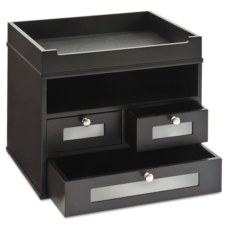 Victor® Midnight Black Collection Tidy Tower, 5 Compartments, 3 Drawers, 12.8 x 10.6 x 10.9, Black, Ships in 1-3 Business Days (VCT55005) Each