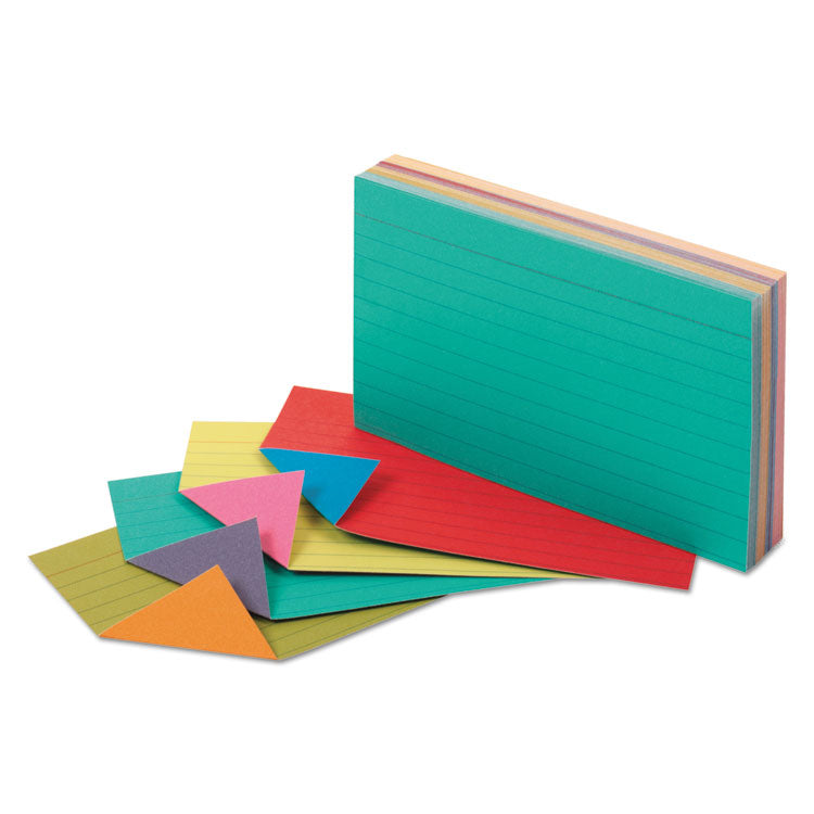 Oxford™ Extreme Index Cards, Ruled, 3 x 5, Assorted, 100/Pack (OXF04736) Pack of 100