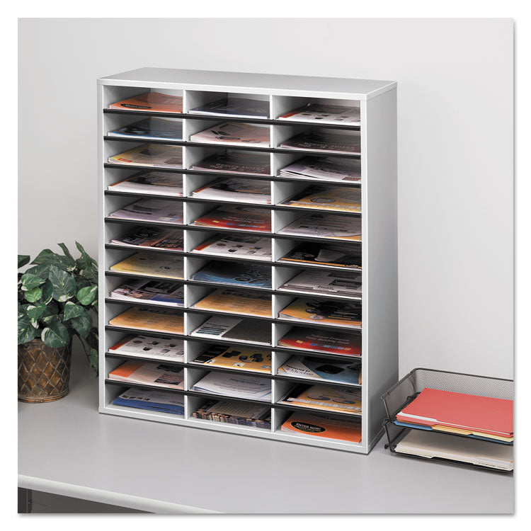 Fellowes® Literature Organizer, 36 Letter Compartments, 29 x 11.88 x 34.69, Dove Gray (FEL25061) Each