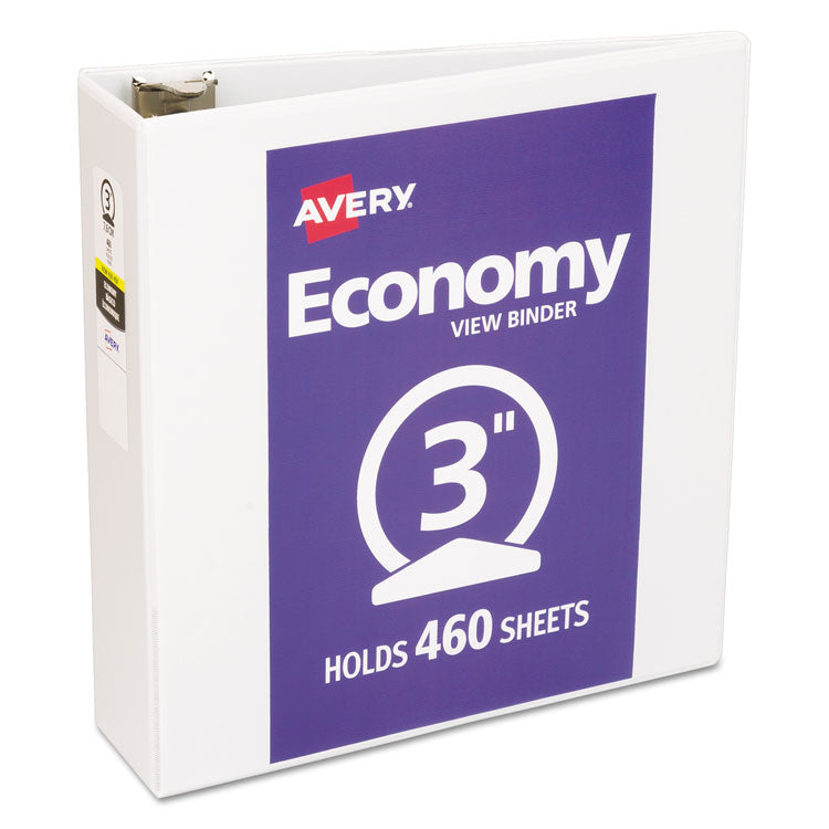 Avery® Economy View Binder with Round Rings , 3 Rings, 3" Capacity, 11 x 8.5, White, (5741) (AVE05741) Each