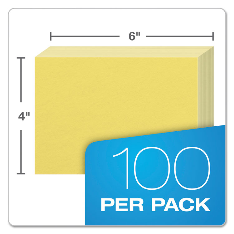 Oxford™ Unruled Index Cards, 4 x 6, Canary, 100/Pack (OXF7420CAN) Pack of 100