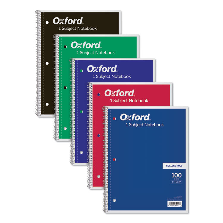 Oxford™ Coil-Lock Wirebound Notebook, 3-Hole Punched, 1-Subject, Medium/College Rule, Randomly Assorted Covers, (100) 11 x 8.5 Sheets (TOP65161) Each