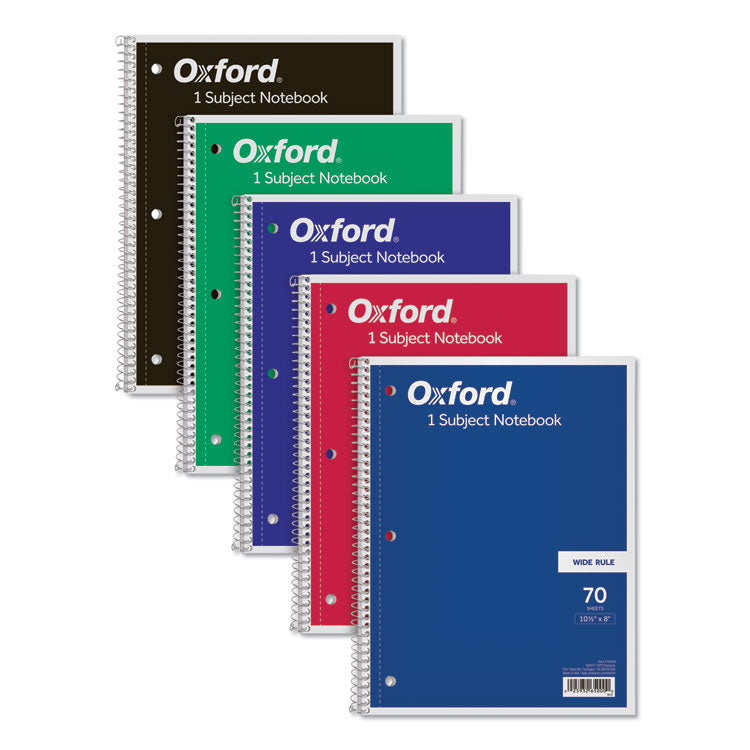 Oxford™ Coil-Lock Wirebound Notebooks, 3-Hole Punched, 1-Subject, Wide/Legal Rule, Randomly Assorted Covers, (70) 10.5 x 8 Sheets (TOP65000) Each