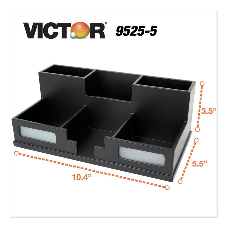 Victor® Midnight Black Desk Organizer with Smartphone Holder, 6 Compartments, Wood, 10.5 x 5.5 x 4 (VCT95255) Each