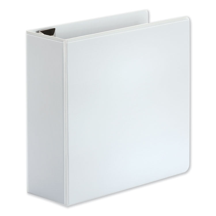 Universal® Deluxe Easy-to-Open D-Ring View Binder, 3 Rings, 4" Capacity, 11 x 8.5, White (UNV30754) Each