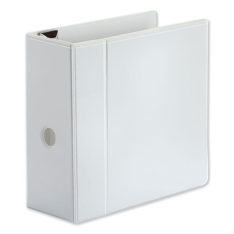 Universal® Deluxe Easy-to-Open D-Ring View Binder, 3 Rings, 5" Capacity, 11 x 8.5, White (UNV30756) Each