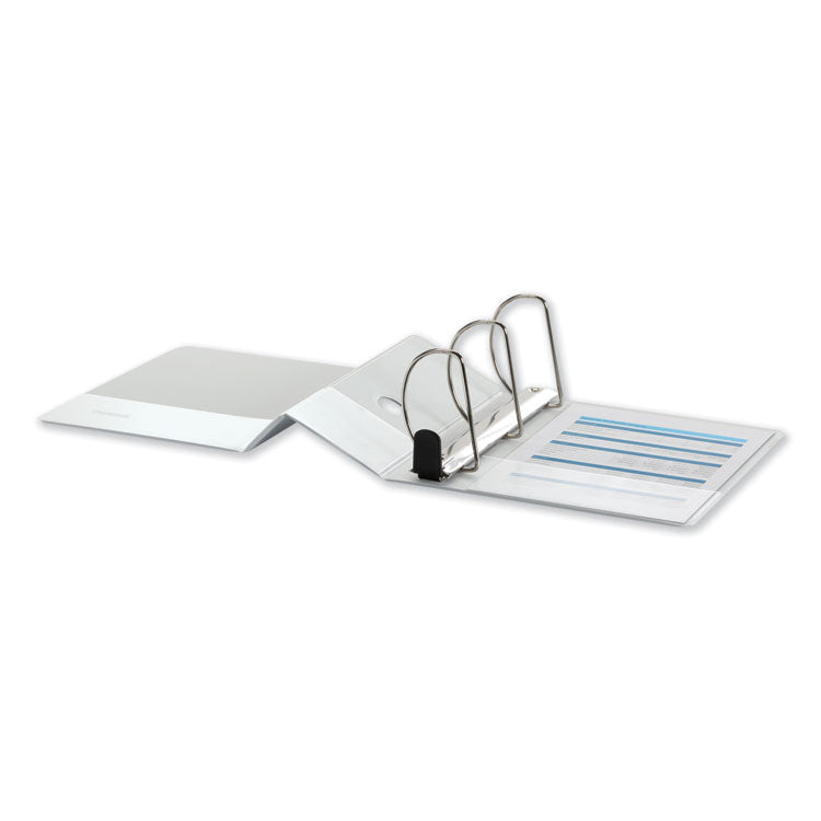 Universal® Deluxe Easy-to-Open D-Ring View Binder, 3 Rings, 5" Capacity, 11 x 8.5, White (UNV30756) Each