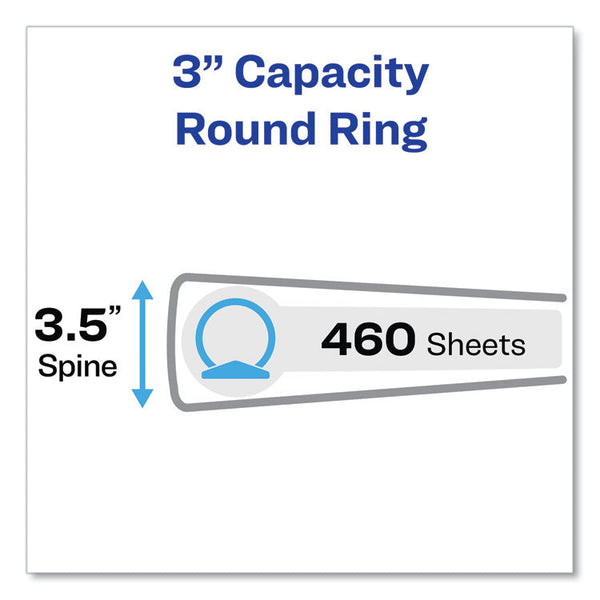 Avery® Economy View Binder with Round Rings , 3 Rings, 3" Capacity, 11 x 8.5, White, (5741) (AVE05741) Each