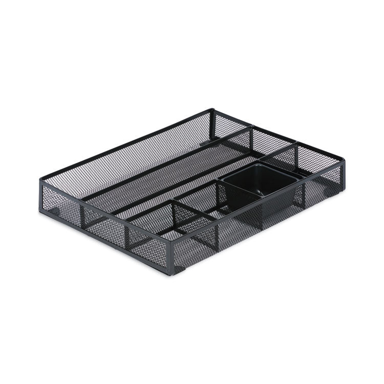 Universal® Metal Mesh Drawer Organizer, Six Compartments, 15 x 11.88 x 2.5, Black (UNV20021) Each