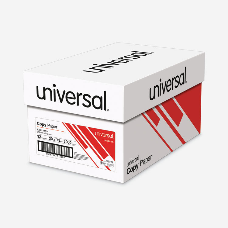 Universal® Copy Paper, 92 Bright, 20 lb Bond Weight, 8.5 x 11, White, 500 Sheets/Ream, 10 Reams/Carton (UNV21200) 10 Reams