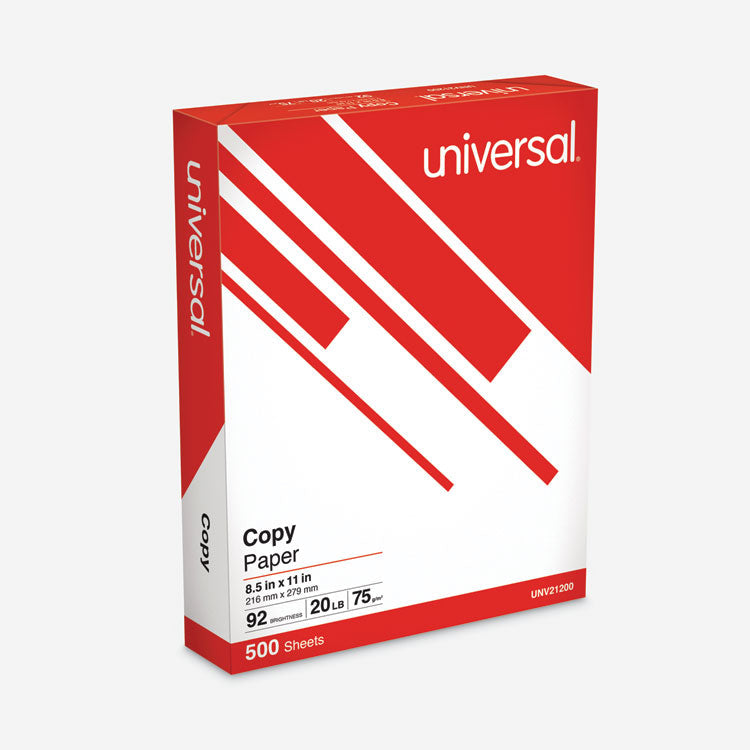 Universal® Copy Paper, 92 Bright, 20 lb Bond Weight, 8.5 x 11, White, 500 Sheets/Ream, 10 Reams/Carton (UNV21200) 10 Reams