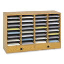 Safco® Wood Adjustable Literature Organizer, 32 Compartments, 39.25 x 11.75 x 25.25, Medium Oak (SAF9494MO) Each