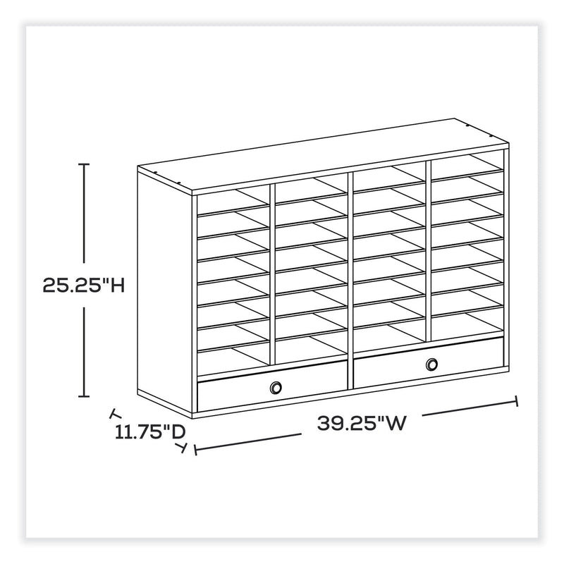 Safco® Wood Adjustable Literature Organizer, 32 Compartments, 39.25 x 11.75 x 25.25, Gray (SAF9494GR) Each