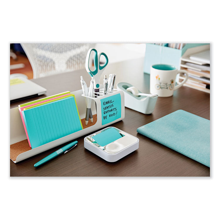 Post-it® Pop-up Notes Super Sticky Steel Top Dispenser, For 3 x 3 Pads, White/Steel (MMMSTL330WH) Each