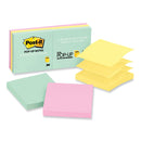 Post-it® Dispenser Notes Original Pop-up Refill, 3" x 3", Beachside Cafe Collection Colors, 100 Sheets/Pad, 6 Pads/Pack (MMMR330AP) Pack of 6