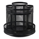 Universal® Metal Mesh Rotating Desktop Organizer, 8 Compartments, Metal Mesh, 6.5" Diameter x 6.13"h, Black (UNV20022) Each